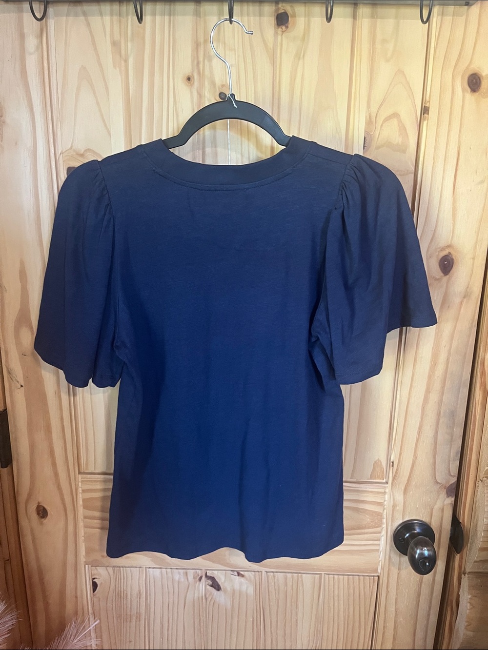 Tuckernuck Pomander Place Navy Flutter Sleeve Cotton Crew Tee - Picture 7 of 7
